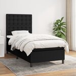 vidaXL Lit à sommier tapissier et matelas Noir 80x200 cm Tissu