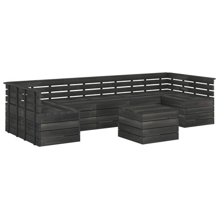vidaXL Salon palette de jardin 7 Pièces Bois de pin massif Gris foncé