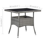 vidaXL Table à manger d'extérieur Gris Résine tressée et verre
