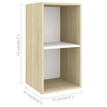 vidaXL Meuble TV mural Chêne sonoma et blanc 37x37x72 cm Aggloméré