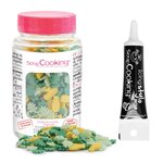 Décors sucrés en pot Tropical 55 g + Stylo de glaçage noir