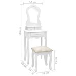 vidaXL Ensemble de coiffeuse avec tabouret Blanc 50x59x136cm Paulownia