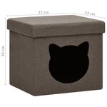 vidaXL Tabouret de rangement pliable avec motif de chat Marron Tissu