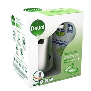 No touch kit - Distributeur Automatique Effet Inox et Gel Lavant Mains Aloe Vera DETTOL