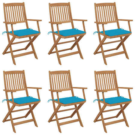 vidaXL Chaises pliables de jardin 6 Pièces avec coussins Bois d'acacia