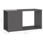 vidaXL Meuble TV Gris brillant 60x24x32 cm Aggloméré