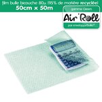 Lot de 6  rouleaux de film bulle d'air recycle largeur 50 cm x longueur 50 mètres - gamme air'roll green de la marque enveloppebulle