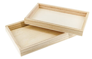 Plateaux en bois 22 et 20 cm 2 pièces