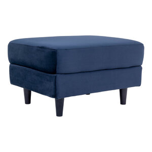 Pouf en velours bleu foncé avec pieds en bois noir