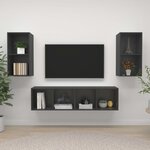 vidaXL Meubles TV muraux 4 Pièces Gris Aggloméré