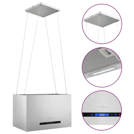 vidaXL Hotte suspendue à capteur tactile LCD 55 cm Acier inoxydable