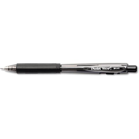 Stylo à bille rétractable wow bk440  noir x 12 pentel