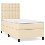 vidaXL Lit à sommier tapissier avec matelas Crème 100x200 cm Tissu