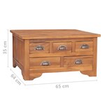 vidaXL Table basse avec dessus rabattable 65x65x35 cm Bois de teck