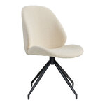 Chaise de salle à manger pivotante en polyester beige bouclé avec pieds noirs