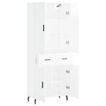 vidaXL Buffet haut Blanc brillant 69 5x34x180 cm Bois d'ingénierie