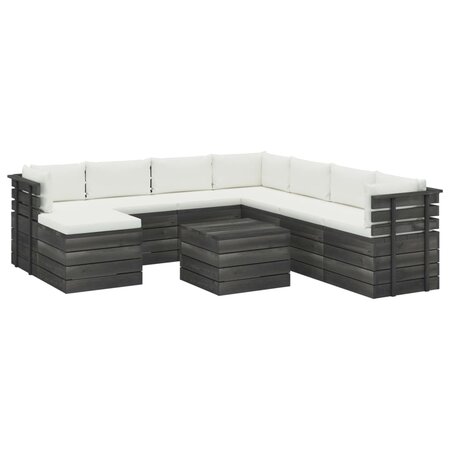 vidaXL Salon palette de jardin 9 Pièces avec coussins Bois de pin massif