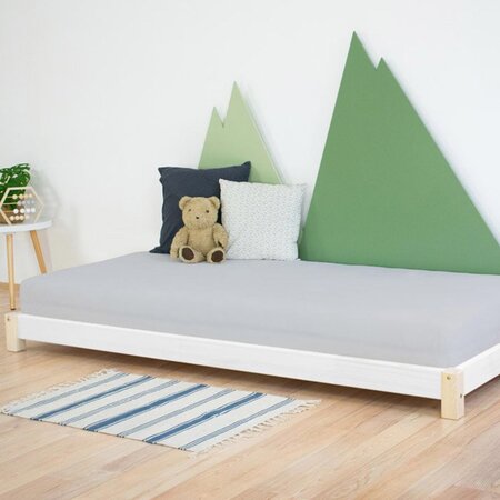 Lit simple TEENY 90 x 160 naturel et blanc