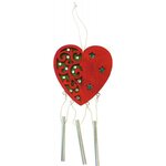 Lot de 5 carillons en bois forme cœur à décorer