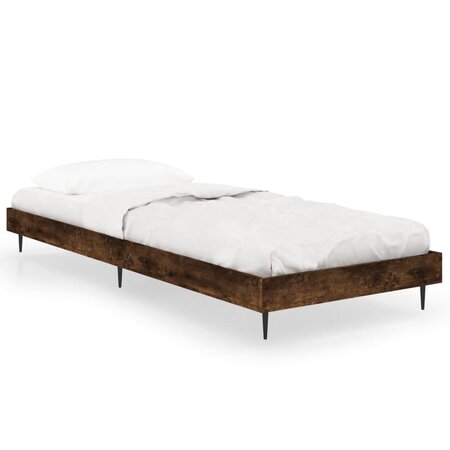 vidaXL Cadre de lit chêne fumé 75x190 cm bois d'ingénierie
