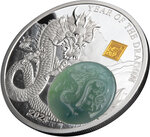 Pièce de monnaie en Argent 25 Francs g 62.2 (2 oz) Millésime 2024 Jade Series DRAGON