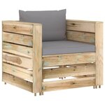 vidaXL Salon de jardin 6 Pièces avec coussins Bois imprégné de vert