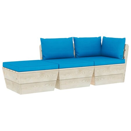 vidaXL Salon de jardin palette 3 Pièces avec coussins Épicéa imprégné