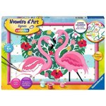 Numéro d'art - grand format - flamingos amoureux - ravensburger - kit complet de peinture au numéro - des 9 ans