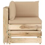 vidaXL Salon de jardin 4 Pièces avec coussins vert bois imprégné