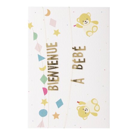Carte naissance guirlande bienvenue à bébé - draeger paris