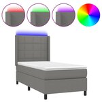vidaXL Sommier tapissier avec matelas et LED Gris foncé 90x200cm Tissu
