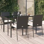 vidaXL Mobilier à dîner de jardin et coussins 5Pièces Noir Résine tressée