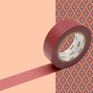 Masking Tape MT fleurs bleu fond corail - hanabishi kakishibu