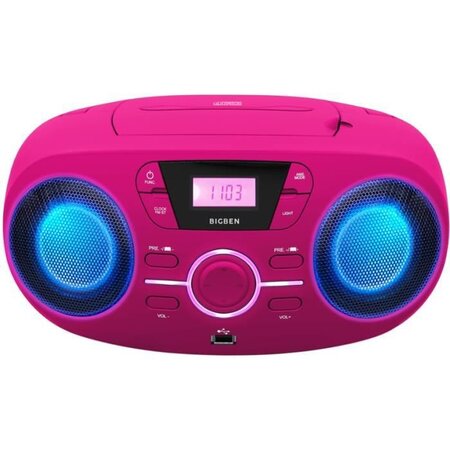 Bigben interactive cd61rsusb lecteur de cd lecteur cd portable rose