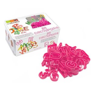 Boîte de 36 découpoirs en plastique chiffres et lettres