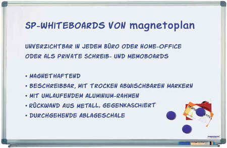 Tableau blanc Magnétique Laqué Cadre Alu (L)900 x (H)600 mm MAGNÉTOPLAN