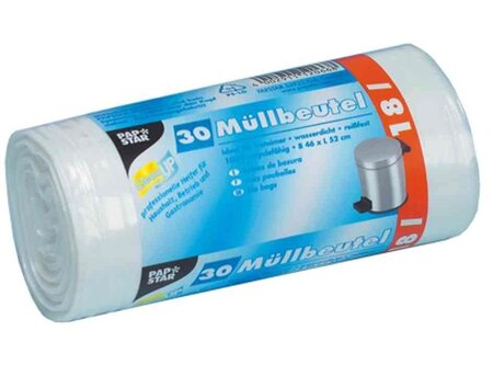 Sacs poubelle LDPE, 18 litres, blanc PAPSTAR