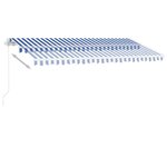 vidaXL Auvent manuel rétractable avec LED 400x350 cm Bleu et blanc