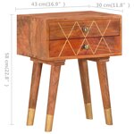 vidaXL Table de chevet 43 x 30 x 58 cm Bois de manguier massif