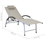 vidaXL Chaise longue Aluminium textilène Crème