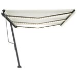 vidaXL Auvent automatique avec capteur de vent et LED 600x350 cm Crème