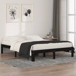 vidaXL Cadre de lit Noir Bois massif 150x200 cm Très grand