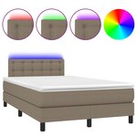 vidaXL Sommier tapissier avec matelas et LED Taupe 120x200 cm Tissu