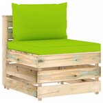 vidaXL Canapé de jardin 3 places avec coussins bois imprégné de vert