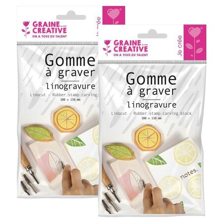 2 plaques de gomme à graver pour linogravure - 15 x 10 cm