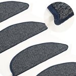 vidaXL Tapis de marches d'escalier 15 Pièces Bleu foncé 56x17x3 cm