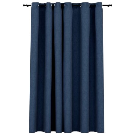 vidaXL Rideau occultant Aspect de lin avec œillets Bleu 290x245 cm