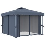 vidaXL Tonnelle avec rideau et guirlande lumineuse LED 3x3m Anthracite