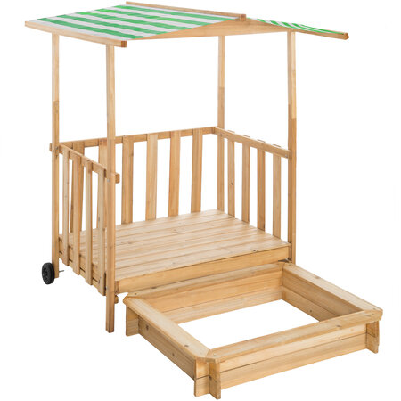 Tectake Bac à sable, Cabane de Jardin Enfant avec Toit et Véranda - vert