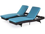 Bains de soleil + table basse - Bleu/marron
